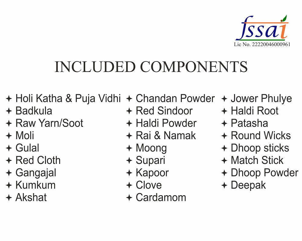 Arkam Holi Puja Samagri Kit/ Holika Dahan Puja/ Holi Pooja (25+ Items) with Katha and detailed Puja Vidhi in Hindi - Retail Maharaj