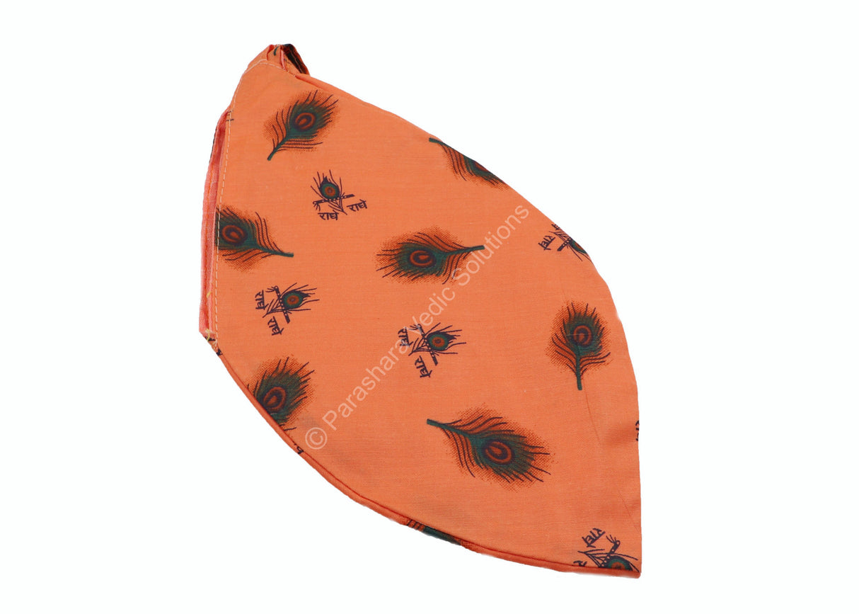 ARKAM Gaumukhi/ Gomukhi Jholi/ Peacock Print Chanting Bag/ Japa Bag/ Jaap Bag/ Mala Jap Bag with Zip lock for Mala - Set of 2 (Color: Peach) - Retail Maharaj