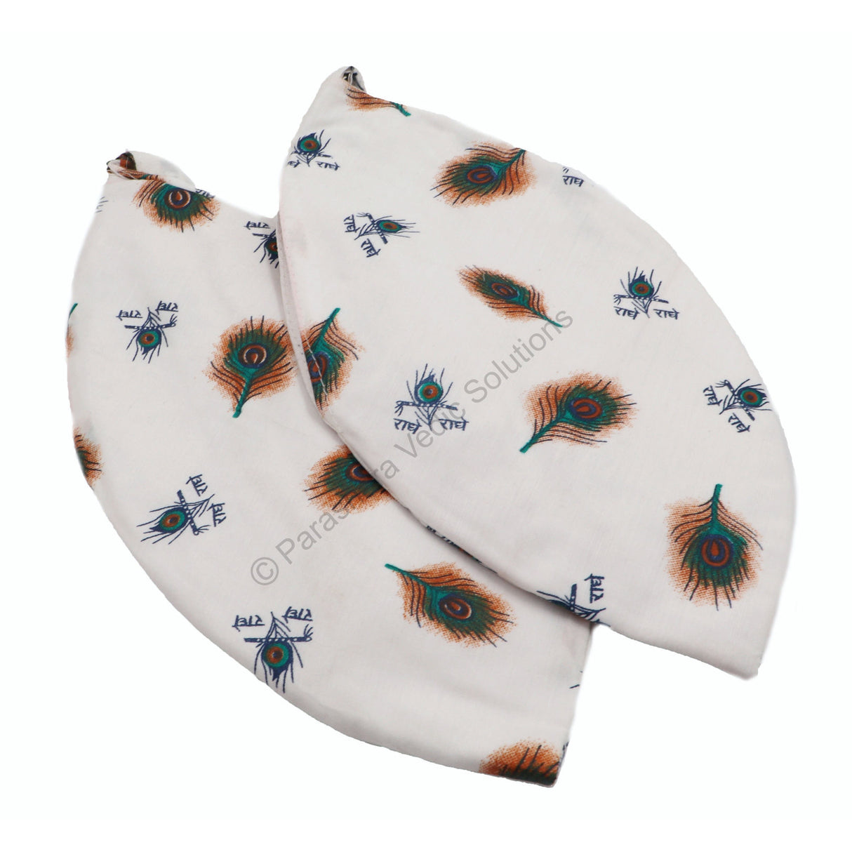 ARKAM Gaumukhi/ Gomukhi Jholi/ Peacock Print Chanting Bag/ Japa Bag/ Jaap Bag/ Mala Jap Bag with Zip lock for Mala - Set of 2 (Color: White) - Retail Maharaj