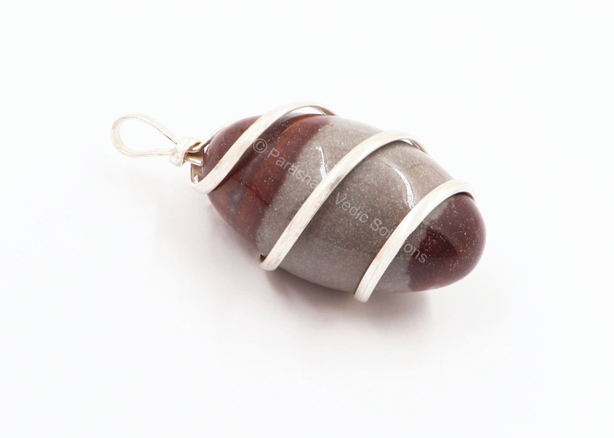 ARKAM Narmadeshwar Shivling Pendant/ Original Narmadeshwar Shivlinga Pendent/ Narmada Shivlinga/ Narmada River Shivalingam (Size: 1.5 inches, Color: Brown) - Retail Maharaj