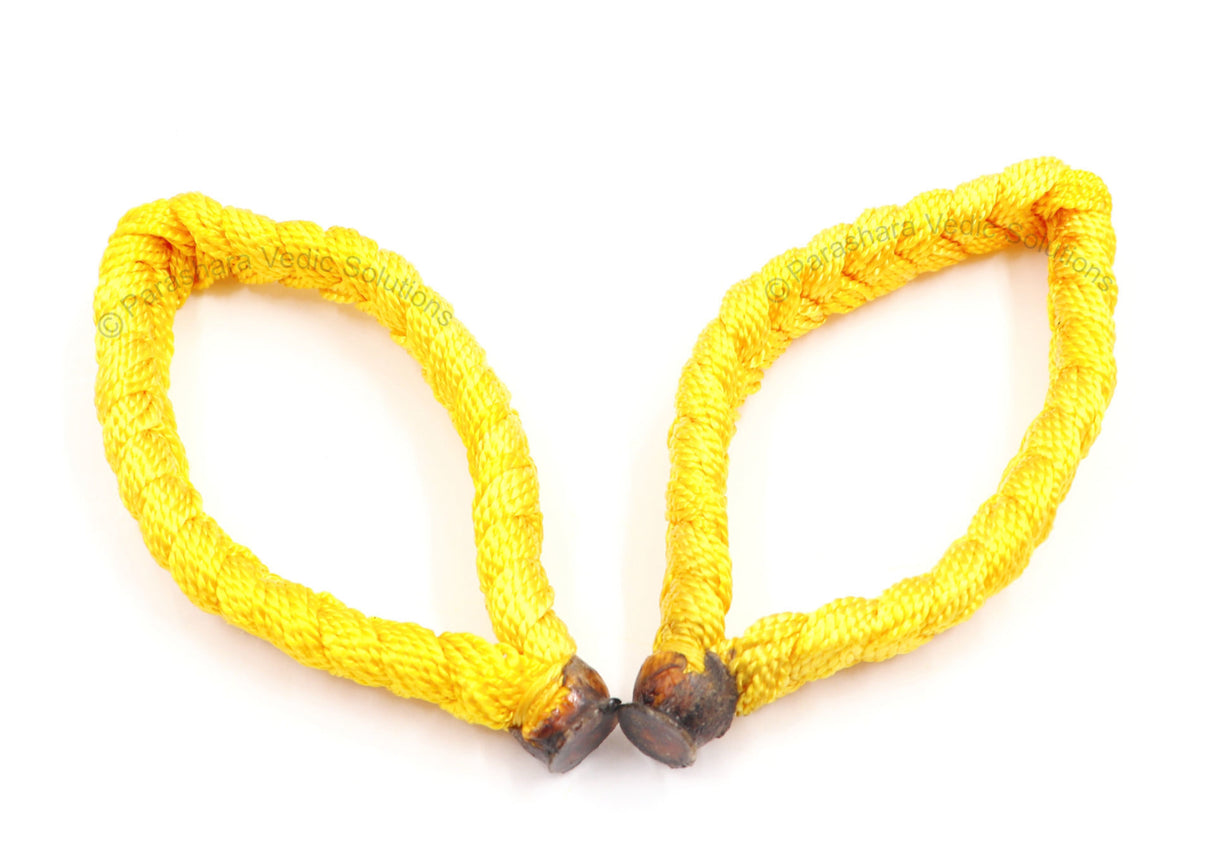 ARKAM Bagalamlukhi Kavach/Baglamukhi Raksha Kavach/Baglamukhi Raksha Sutra/Yellow Thread Kavach Bracelet - Set of 2 - Retail Maharaj
