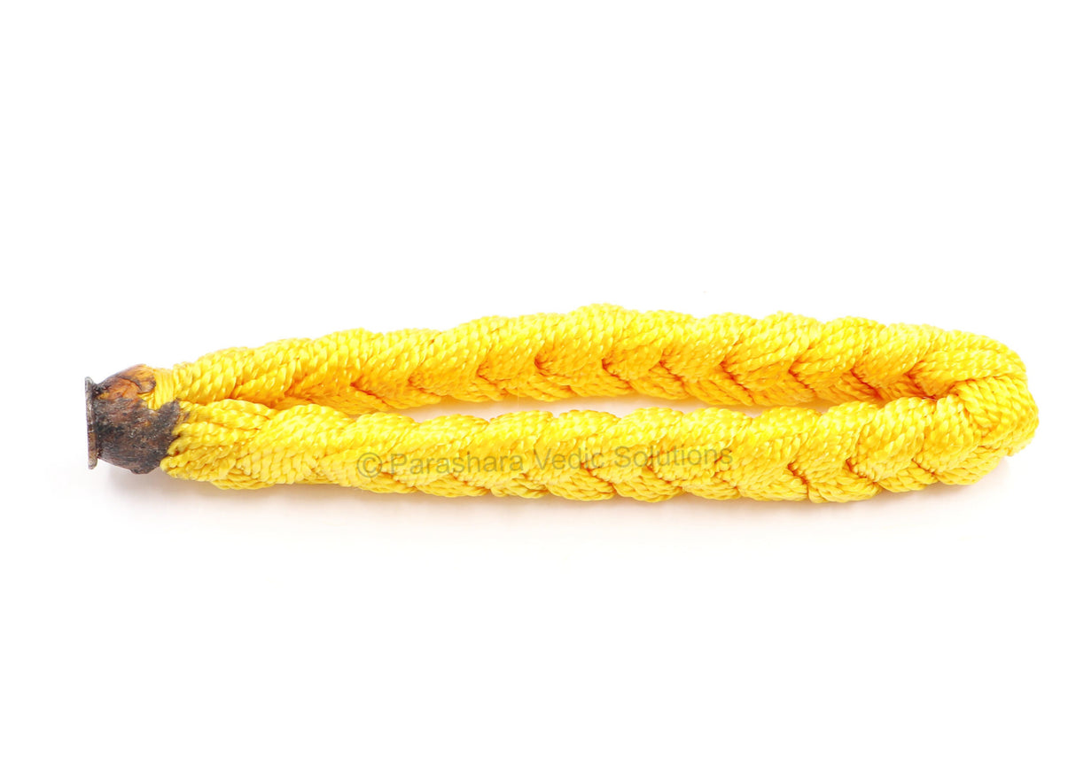 ARKAM Bagalamlukhi Kavach/Baglamukhi Raksha Kavach/Baglamukhi Raksha Sutra/Yellow Thread Kavach Bracelet - Set of 2 - Retail Maharaj