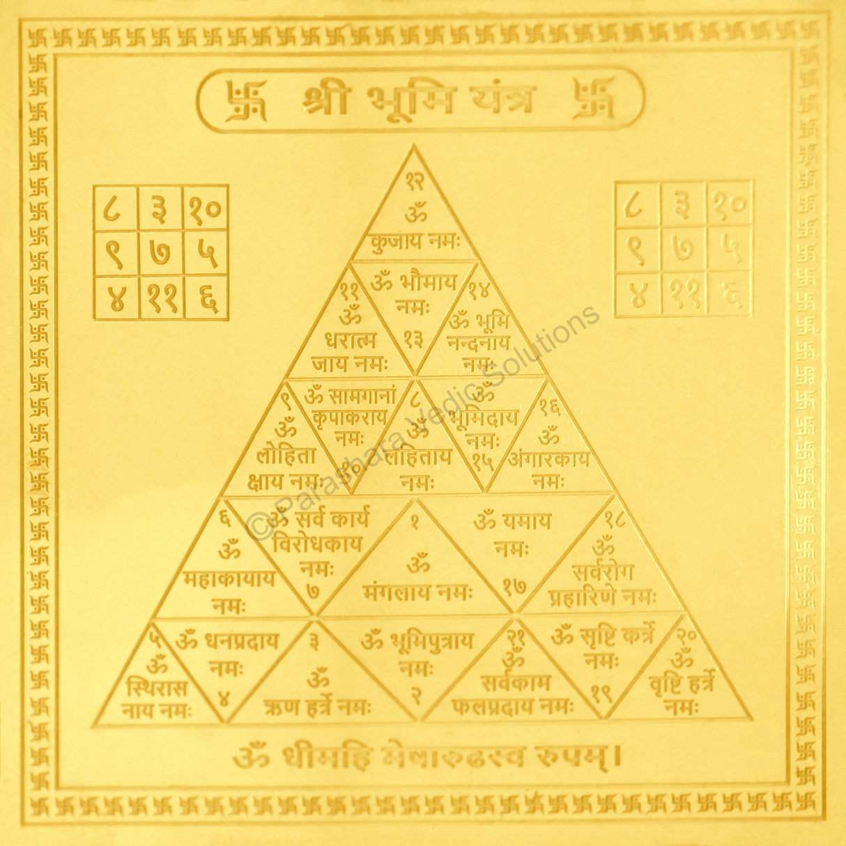Arkam Bhoomi Yantra / Bhumi Yantra - Gold Plated Copper - (6 x 6 inches, Golden) - Retail Maharaj