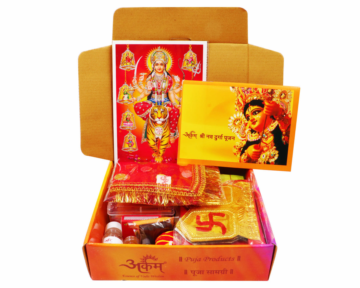 Arkam Navdurga Puja Samagri Kit for Durga Pujan/ Navratri Puja Kit/ Navratri Puja Samagri Kit (35+ Items) with Detailed Puja Vidhi in Hindi - Retail Maharaj