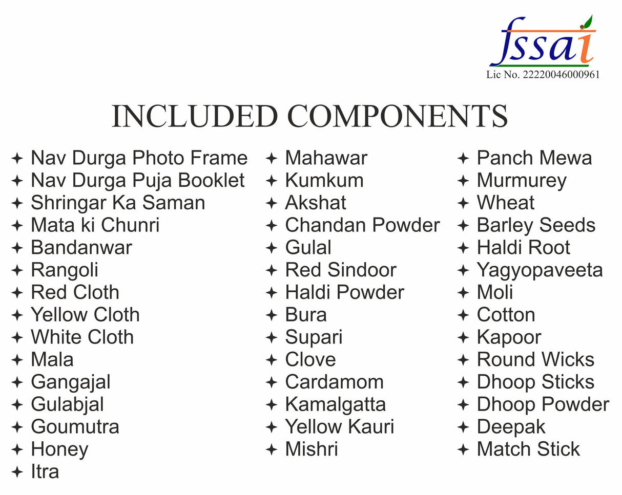 Arkam Navdurga Puja Samagri Kit for Durga Pujan/ Navratri Puja Kit/ Navratri Puja Samagri Kit (45+ Items) with Detailed Puja Vidhi in Hindi - Retail Maharaj