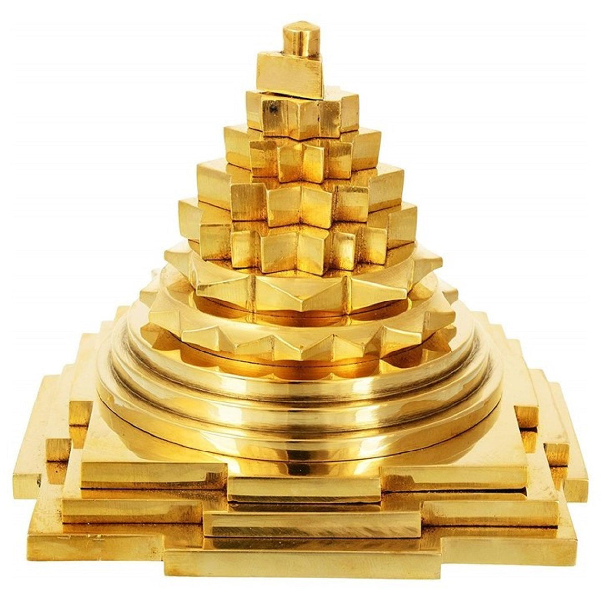 ARKAM Brass Meru Shri Yantra/Brass Meru Shree Yantra/Brass Meru Yantra - Solid/ 3D Meru Shri Yantra (2x2 inches) - Retail Maharaj