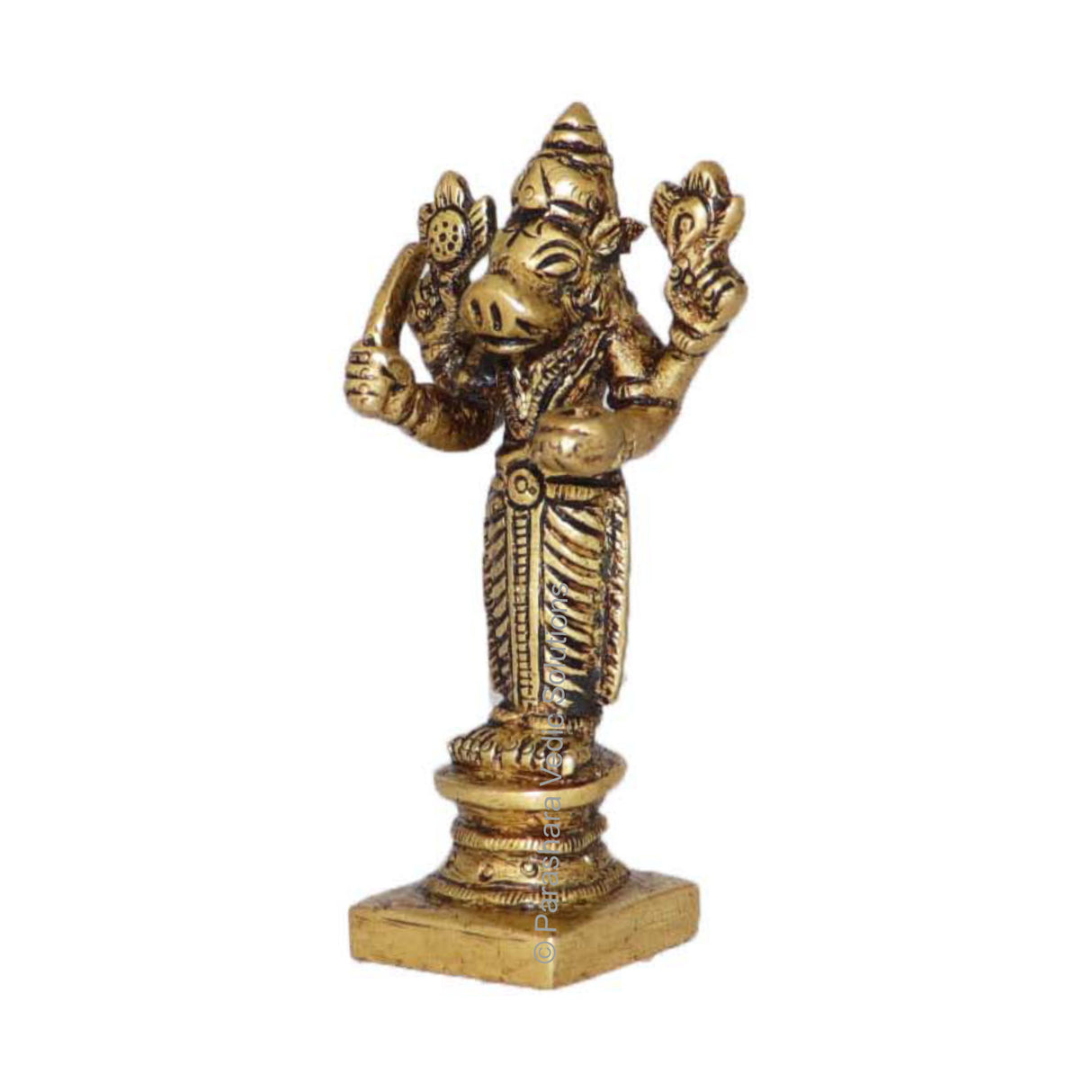 Arkam Brass Varah Murti / Varaha Idol / Pital Vishnu Varah Avatar Statue - Antique Brass For Home / Temple / Office (Height: 8 cm, Weight: 130 gms) - Retail Maharaj