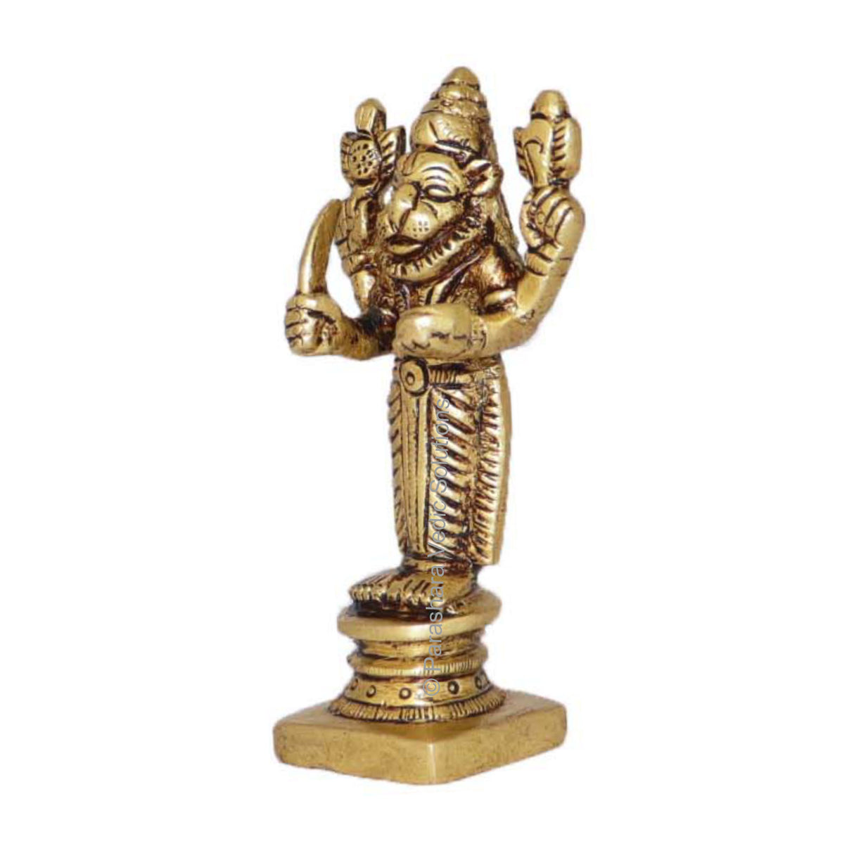Arkam Brass Narsimha Murti / Narsingh Idol / Pital Vishnu Narsimha Avatar Statue - Antique Brass For Home / Temple / Office (Height: 7.7 cm, Weight: 130 gms) - Retail Maharaj