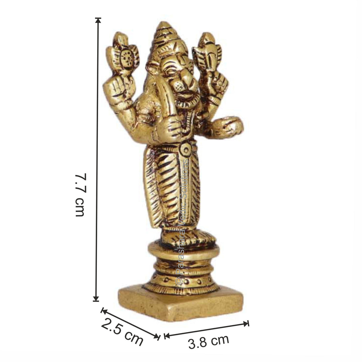 Arkam Brass Narsimha Murti / Narsingh Idol / Pital Vishnu Narsimha Avatar Statue - Antique Brass For Home / Temple / Office (Height: 7.7 cm, Weight: 130 gms) - Retail Maharaj