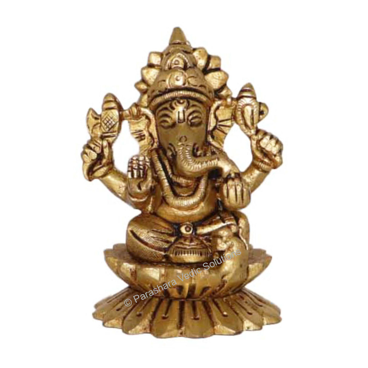 Arkam Brass Ganesh Murti / Ganesha Idol / Pital Ganpati Statue - Antique Brass For Home / Temple / Office (Height: 7.7 cm, Weight: 330 gms) - Retail Maharaj