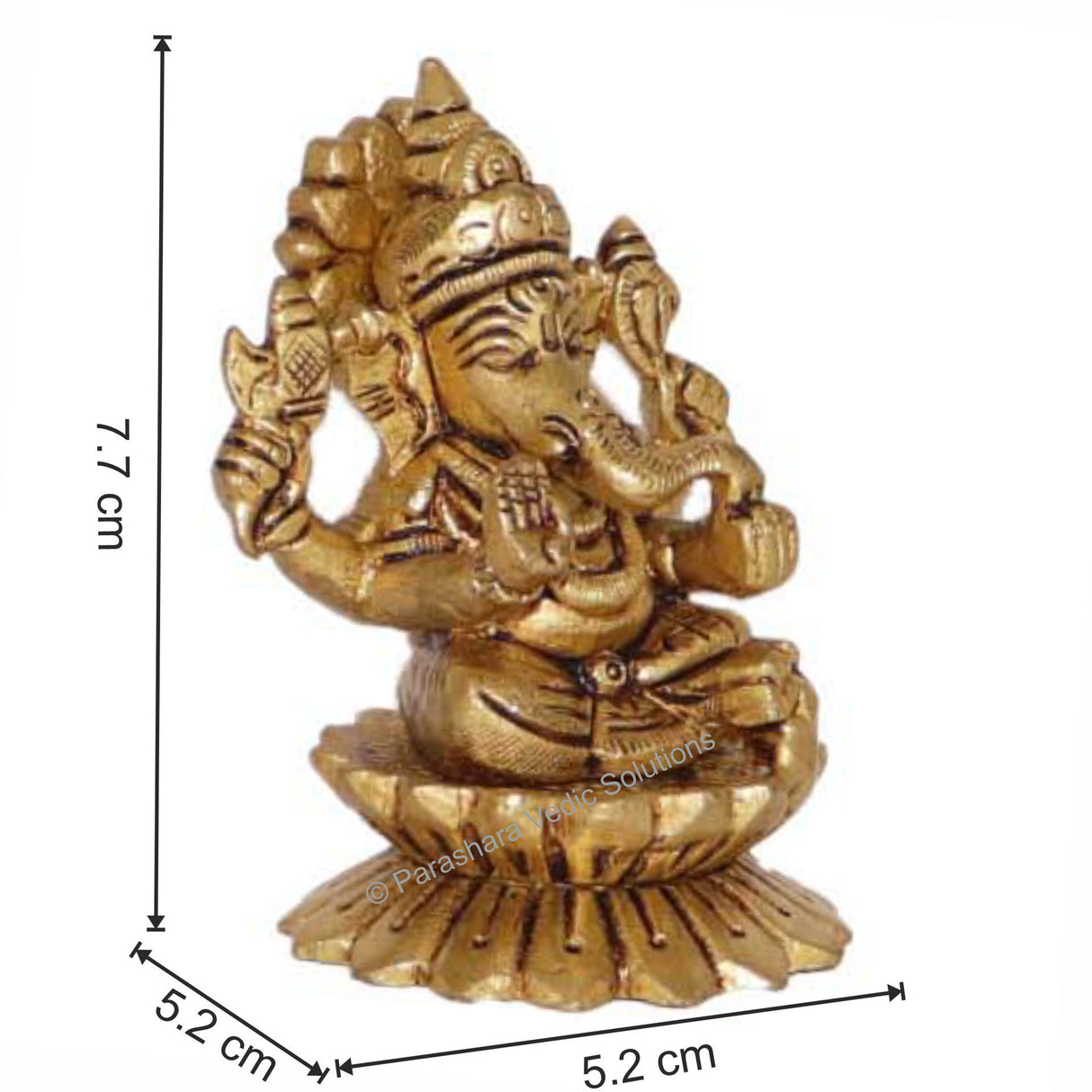 Arkam Brass Ganesh Murti / Ganesha Idol / Pital Ganpati Statue - Antique Brass For Home / Temple / Office (Height: 7.7 cm, Weight: 330 gms) - Retail Maharaj