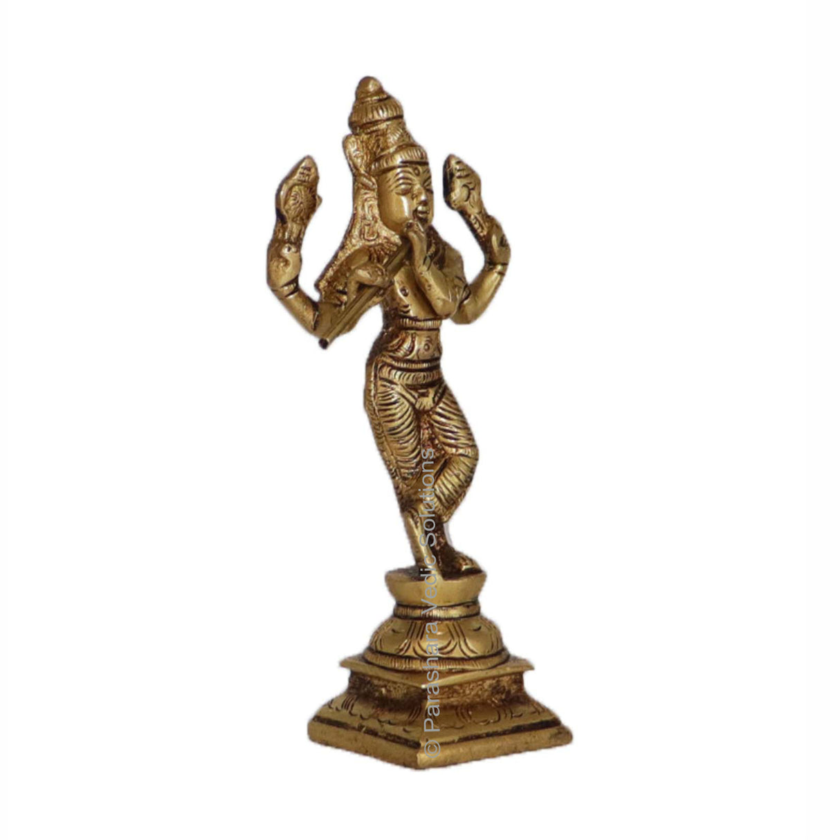 Arkam Brass Krishna Murti / Krishn Idol / Pital Vishnu Krishna Avatar Statue - Antique Brass For Home / Temple / Office (Height: 14.2 cm, Weight: 400 gms) - Retail Maharaj