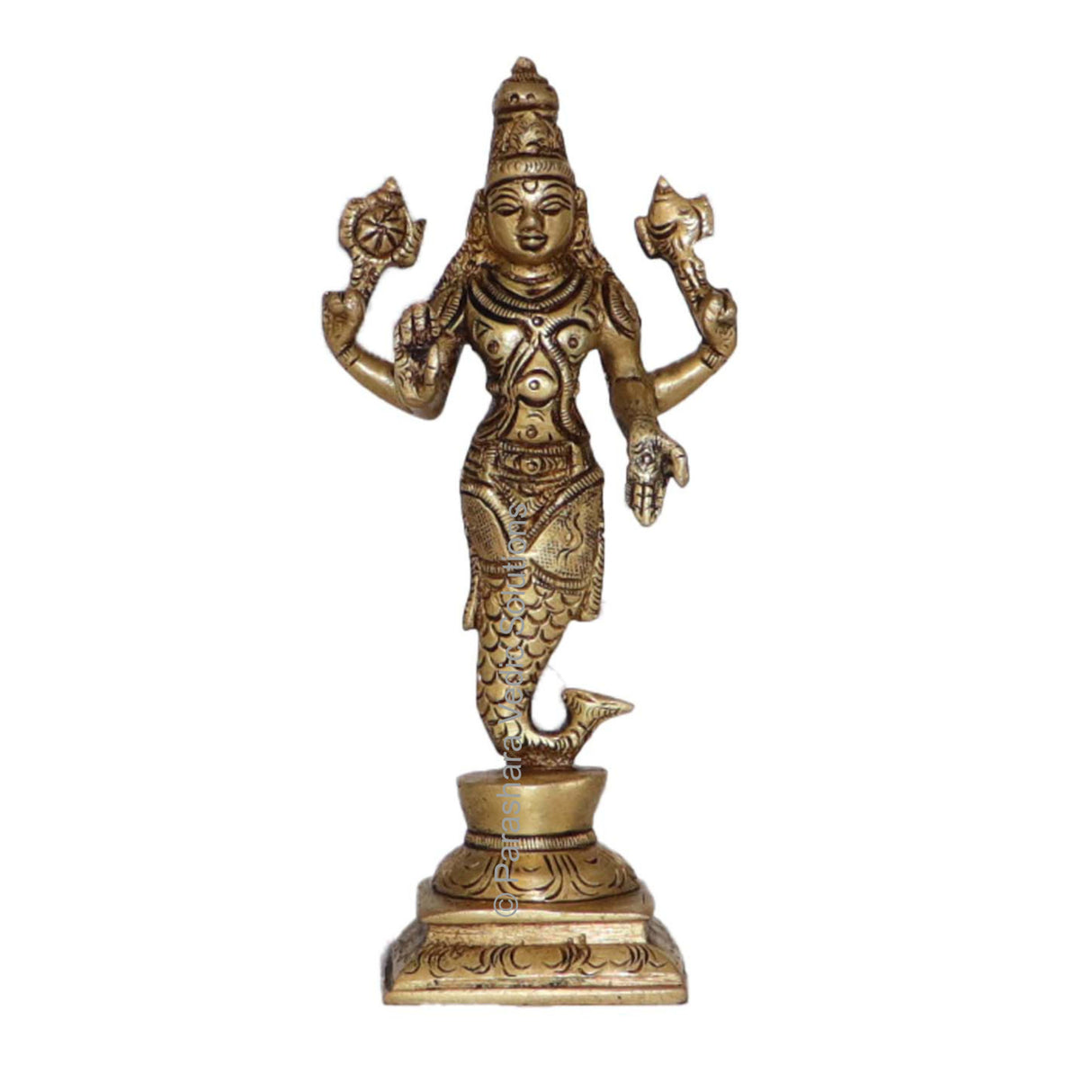 Arkam Brass Matsya Murti / Matasya Idol / Pital Vishnu Matsya Avatar Statue - Antique Brass For Home / Temple / Office (Height: 15.2 cm, Weight: 390 gms) - Retail Maharaj