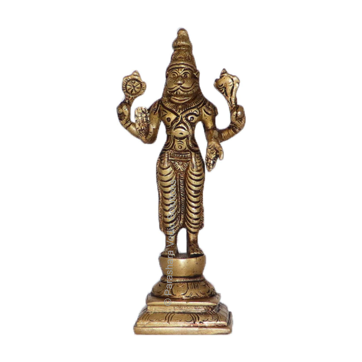Arkam Brass Narsimha Murti / Narsingh Idol / Pital Vishnu Narsimha Avatar Statue - Antique Brass For Home / Temple / Office (Height: 15 cm, Weight: 420 gms) - Retail Maharaj