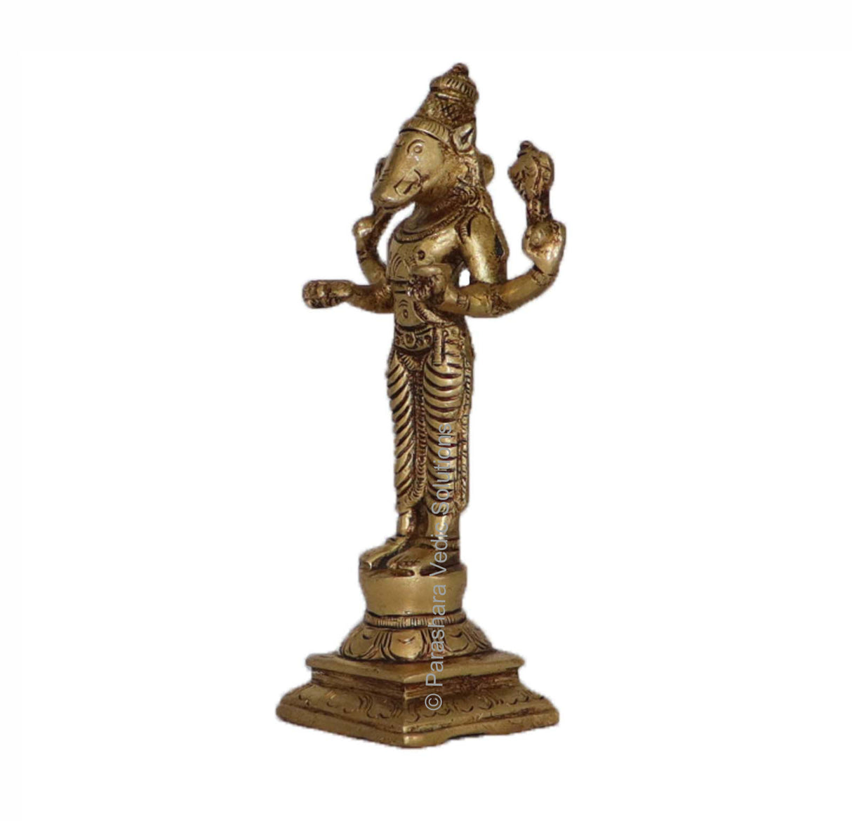Arkam Brass Varah Murti / Varaha Idol / Pital Vishnu Varah Avatar Statue - Antique Brass For Home / Temple / Office (Height: 14.8 cm, Weight: 420 gms) - Retail Maharaj