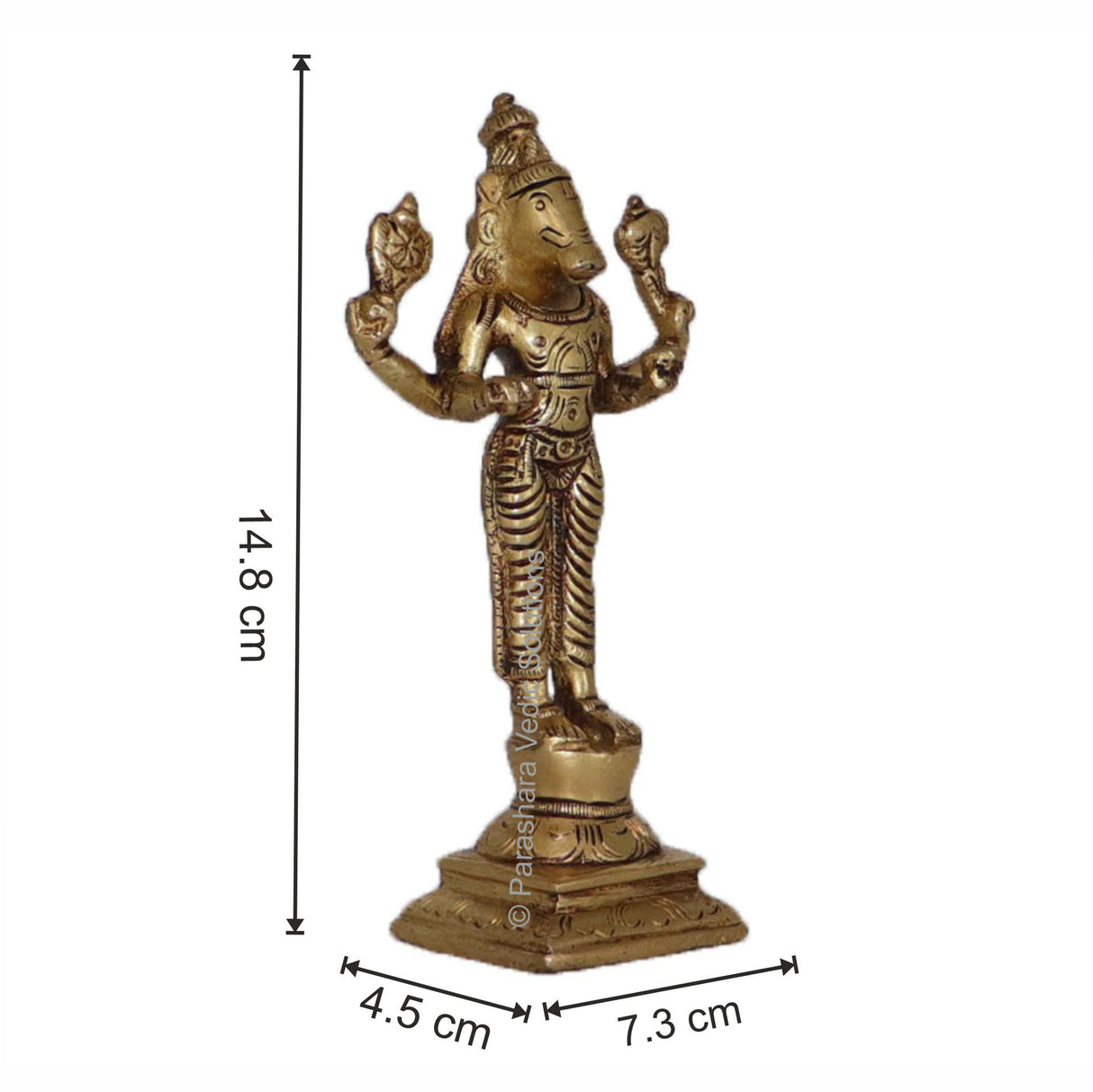 Arkam Brass Varah Murti / Varaha Idol / Pital Vishnu Varah Avatar Statue - Antique Brass For Home / Temple / Office (Height: 14.8 cm, Weight: 420 gms) - Retail Maharaj