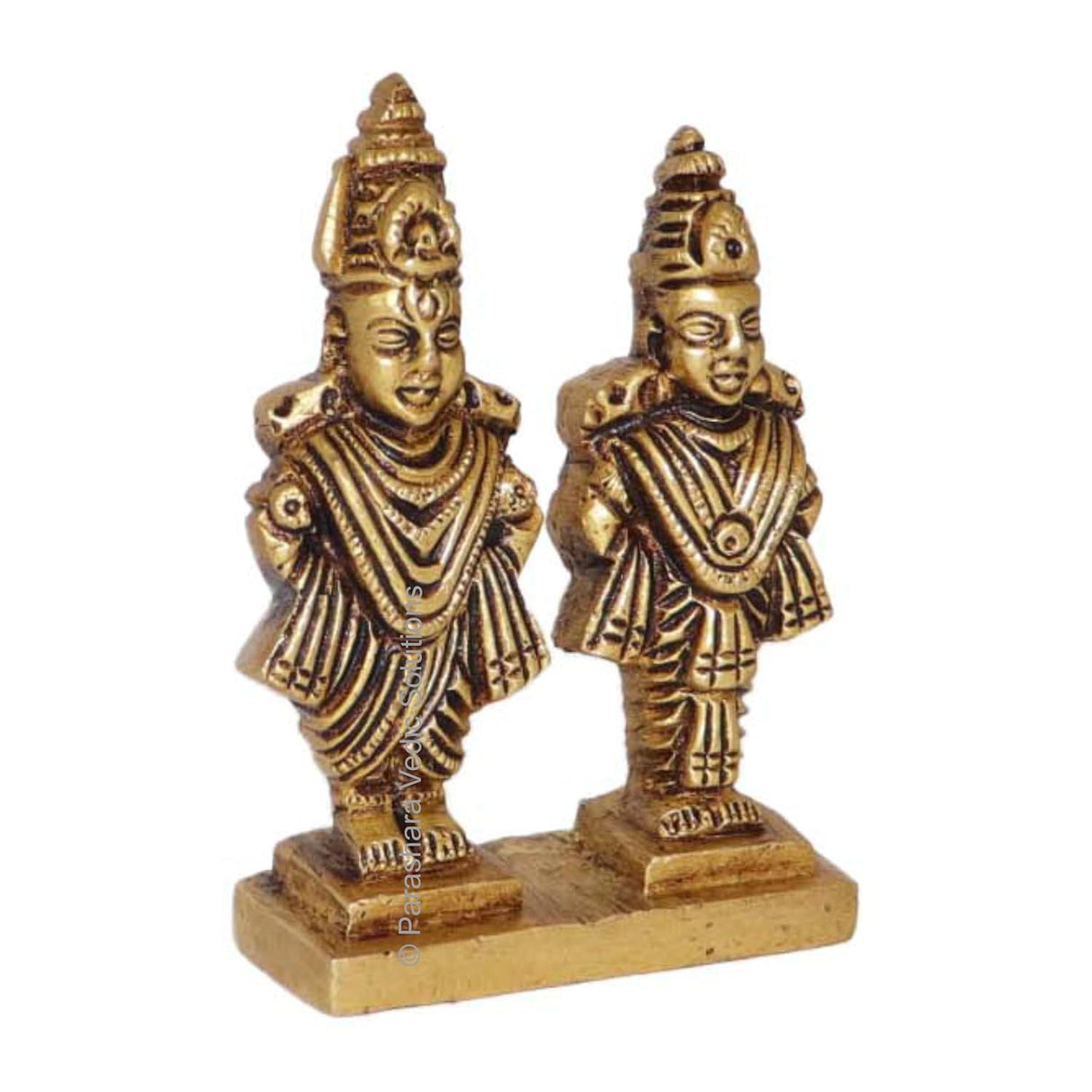 Arkam Brass Vitthal Rukmini Murti / Vitthal Rukmani Idol / Pital Panduranga Rukmini Statue - Antique Brass For Home / Temple / Office (Height: 8 cm, Weight: 280 gms) - Retail Maharaj