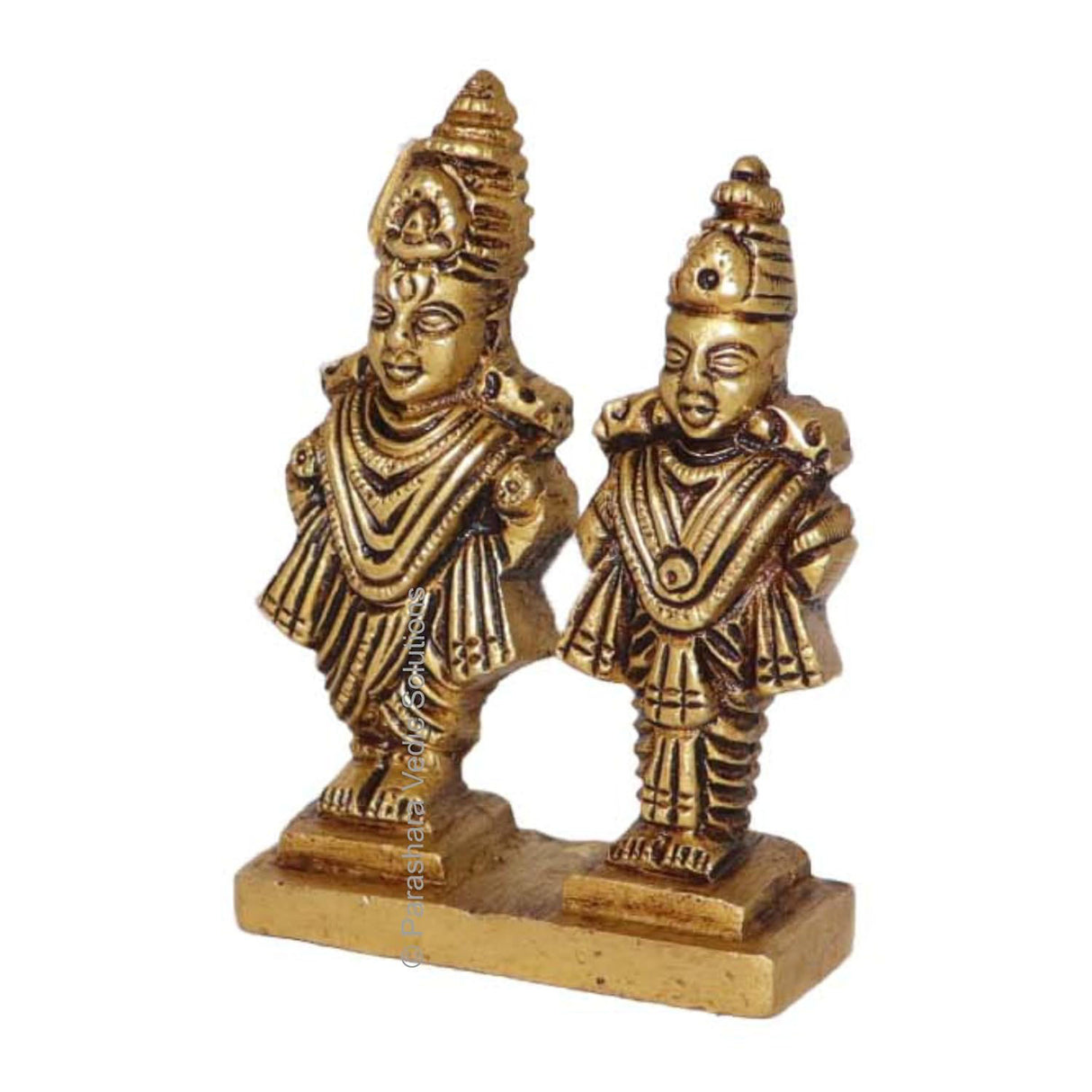 Arkam Brass Vitthal Rukmini Murti / Vitthal Rukmani Idol / Pital Panduranga Rukmini Statue - Antique Brass For Home / Temple / Office (Height: 8 cm, Weight: 280 gms) - Retail Maharaj