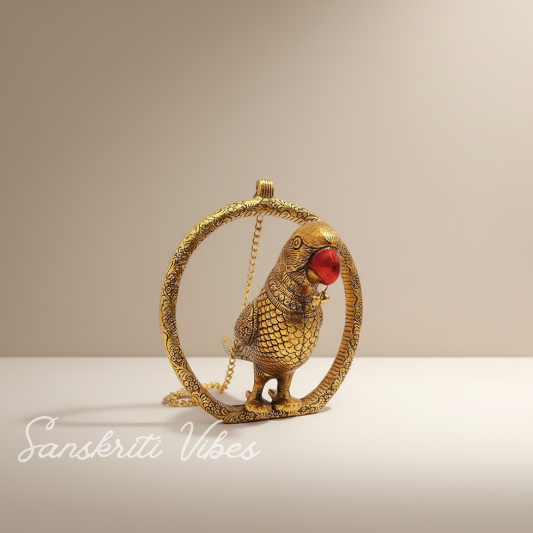 Metal Parrot Statue for Door Hanging Ethnic Bird Decorative Showpiece - Retail Maharaj