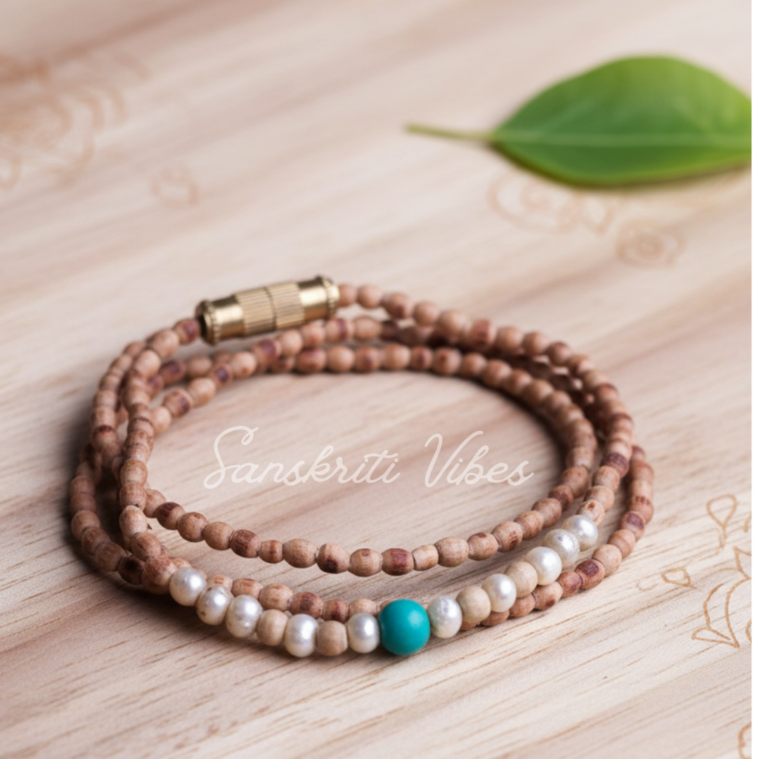 Tiny Beads with Real Pearl Tulsi Kanthi Mala – Sacred Spiritual Necklace for Meditation & Prayer - Retail Maharaj