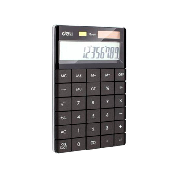 Deli Touch Screen 12 Digit Dual Power Electronic Calculator with 120 Step Check - Retail Maharaj