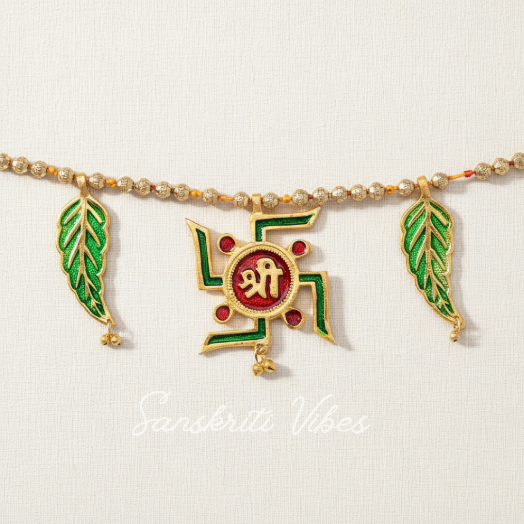 Swastik Shubh Labh Metal Toran for Diwali Door Hanging Home Decoration - Retail Maharaj