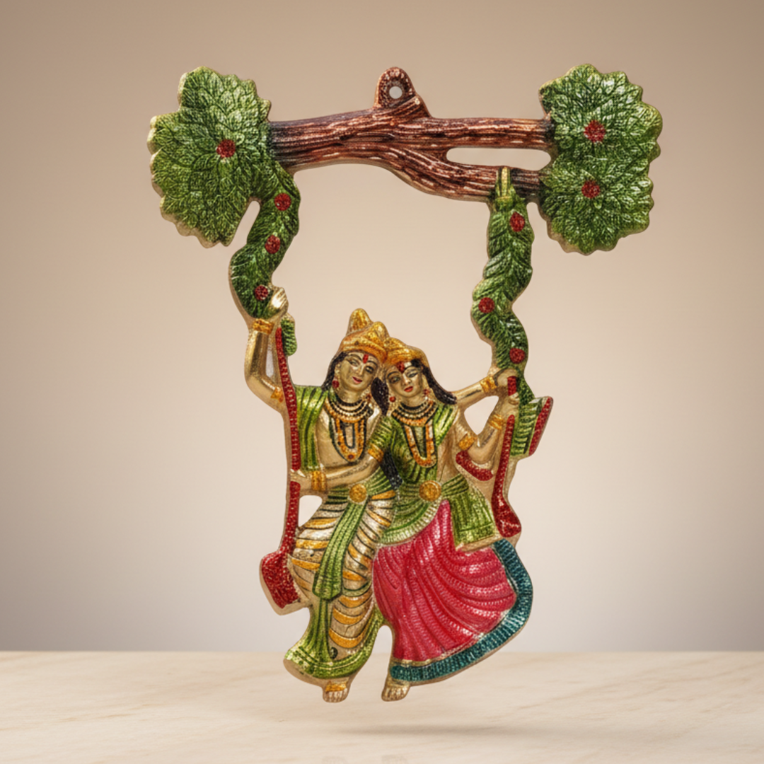 Handcrafted Radha Krishna Metal Statue Decorative Idol for Home Decor and Pooja by Sanskriti Vibes - Retail Maharaj