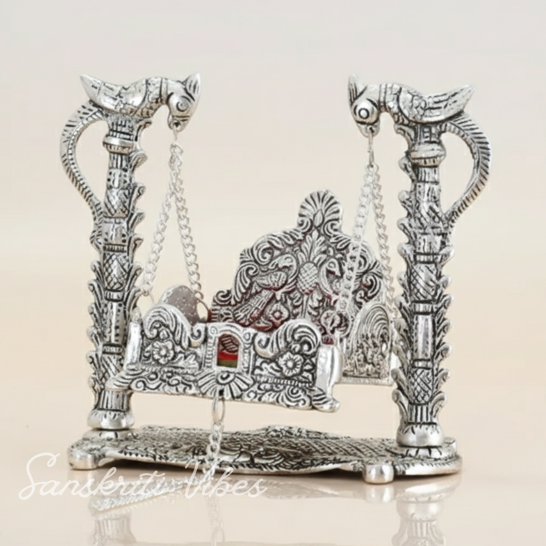 Metal Laddu Gopal Jhula Krishna Hindola Palana Decorative Swing for Temple Pooja Home Decor and Gift - Retail Maharaj