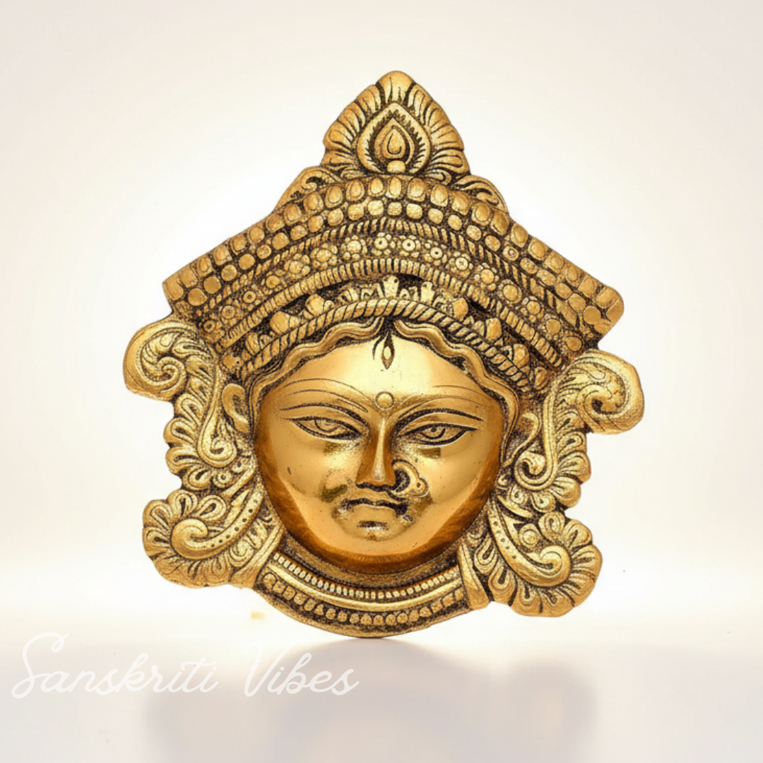 Metal Durga Mata Face Wall Hanging Sculpture Ambe Maa Religious Durga Head for Home Decor, Office, Diwali and Navratri - Retail Maharaj