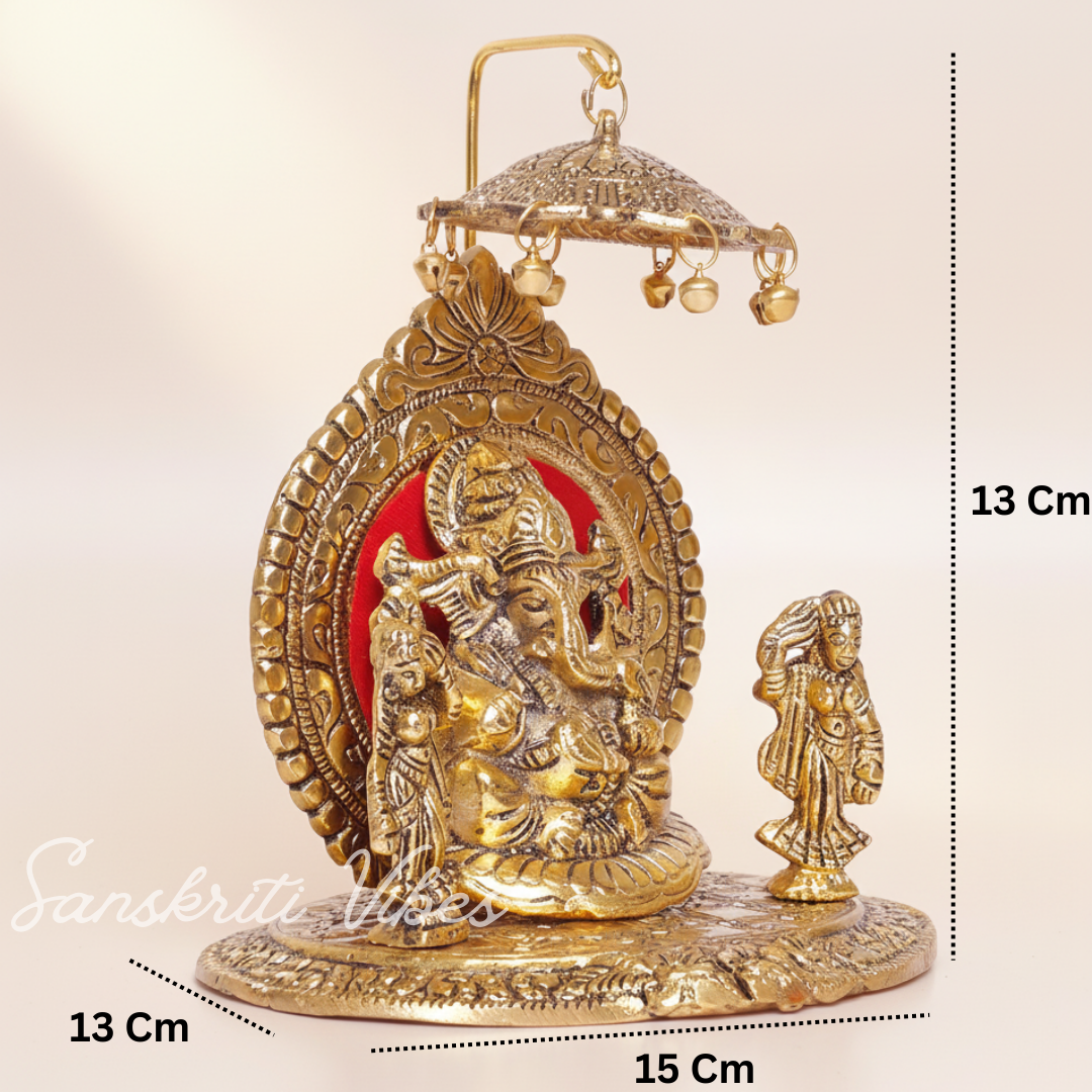 Riddhi Shiddhi Ganesha Metal Statue for Temple Pooja Handcrafted Ganesh Idol for Home Mandir and Auspicious Gifting - Retail Maharaj