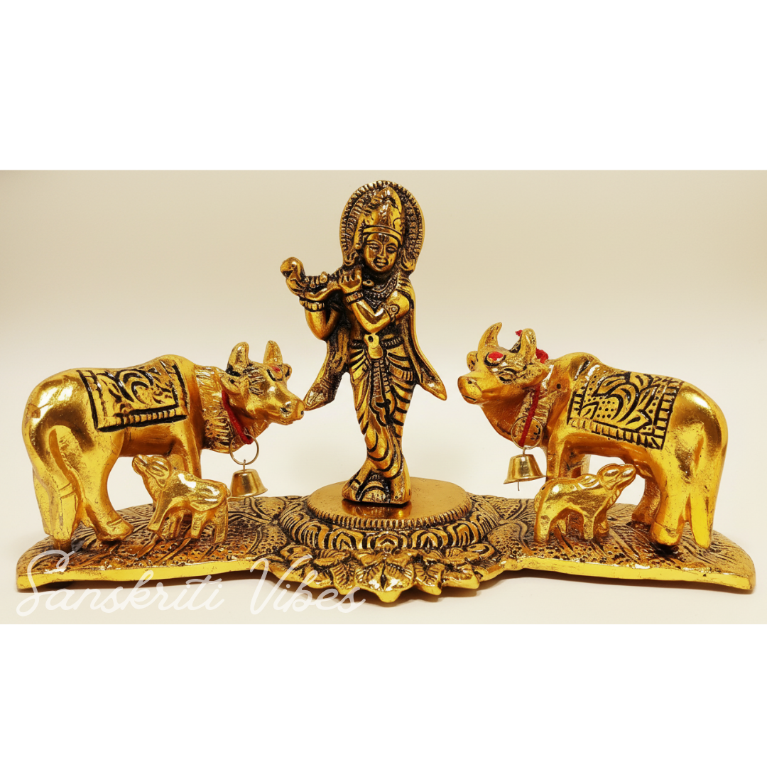 Krishna Standing with Cow Pair Decorative Showpiece for Home Decor and Gifting Polyresin 11 cm - Retail Maharaj