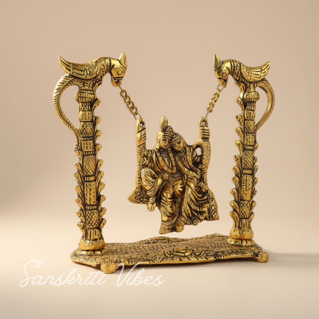 Radha Krishna Jhula Metal Idol for Home Decor and Spiritual Gift - Retail Maharaj