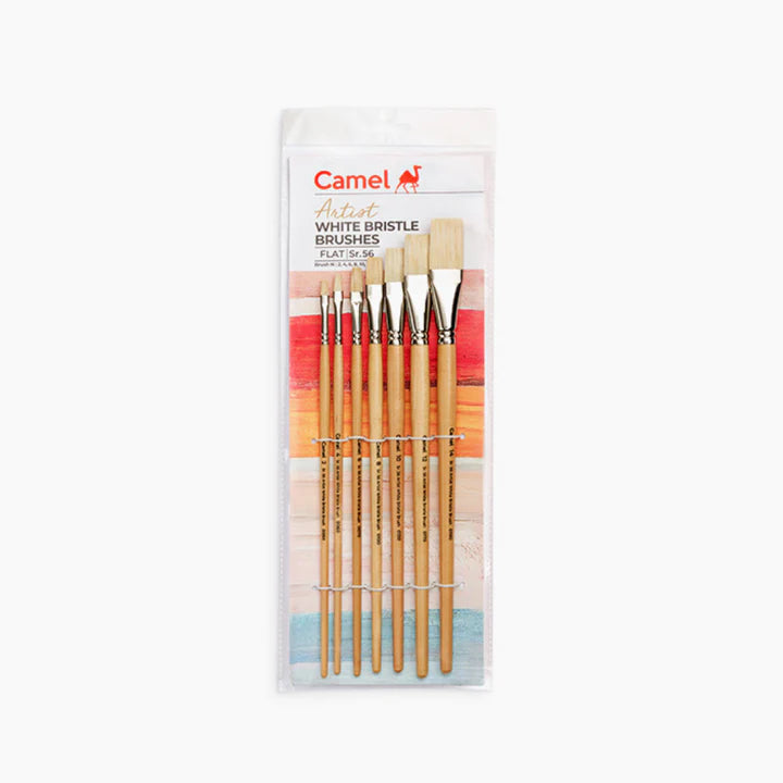 Camel White Bristle Flat Brush Set of 7 Series 56 - Retail Maharaj