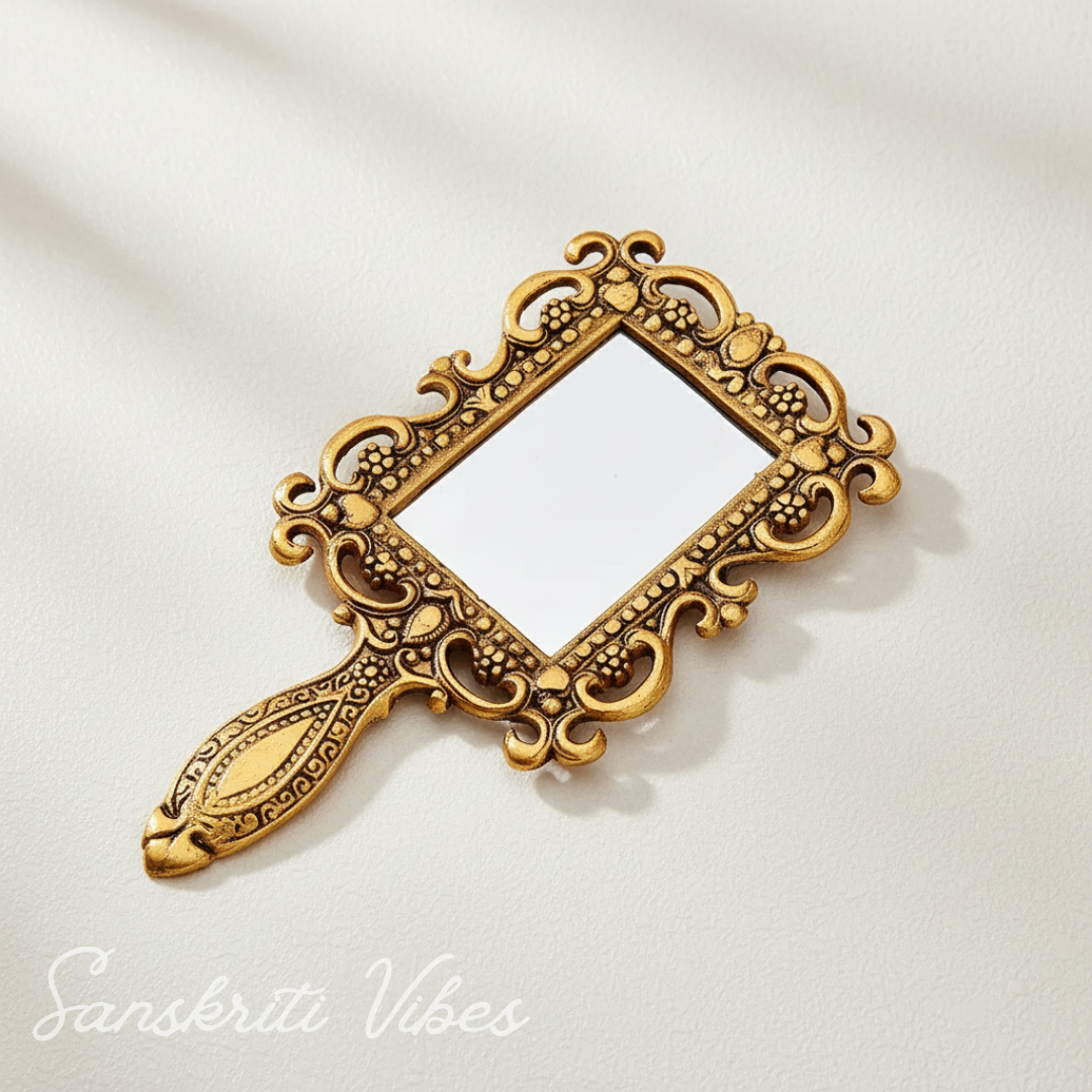 Metal Hand Mirror for Makeup Decorative Handheld Mirror - Retail Maharaj
