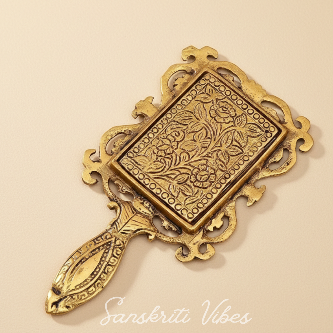 Metal Hand Mirror for Makeup Decorative Handheld Mirror - Retail Maharaj
