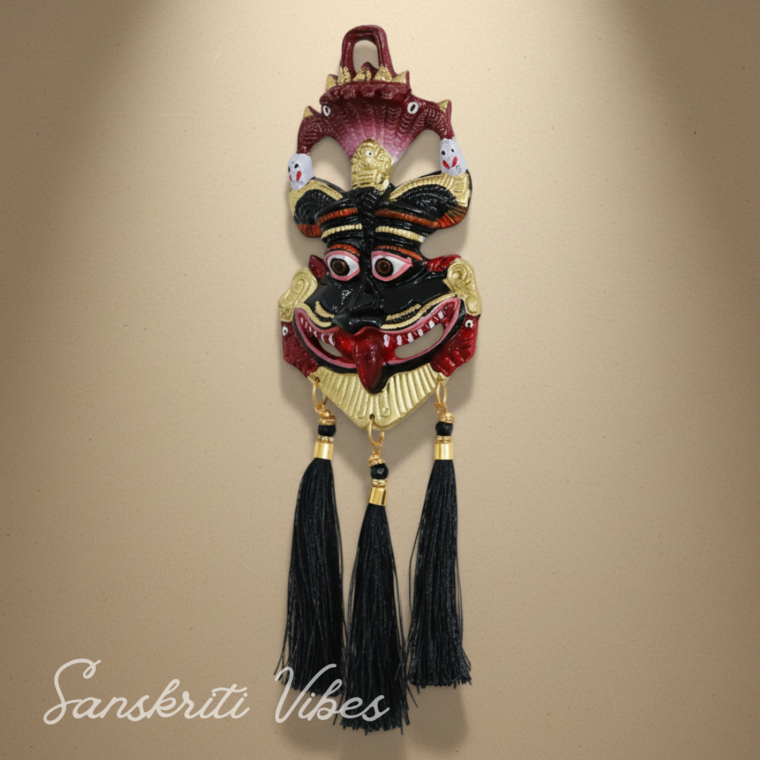 Metal Narsingh Kirtimukha Nazar Battu with Naag Ganesha Suraksha Kawach Mask Aluminium Evil Eye Protection Wall Hanging for Home and Office 10 Inch Multi Color - Retail Maharaj