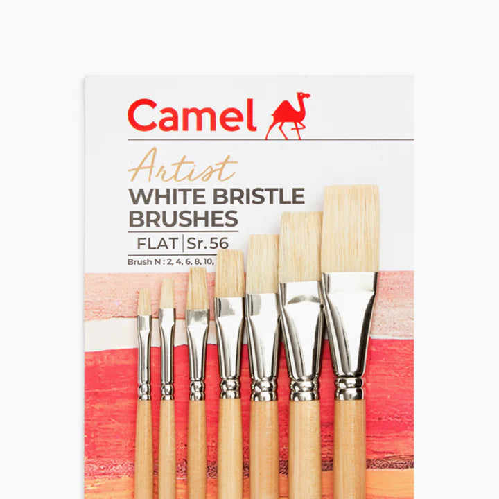Camel White Bristle Flat Brush Set of 7 Series 56 - Retail Maharaj