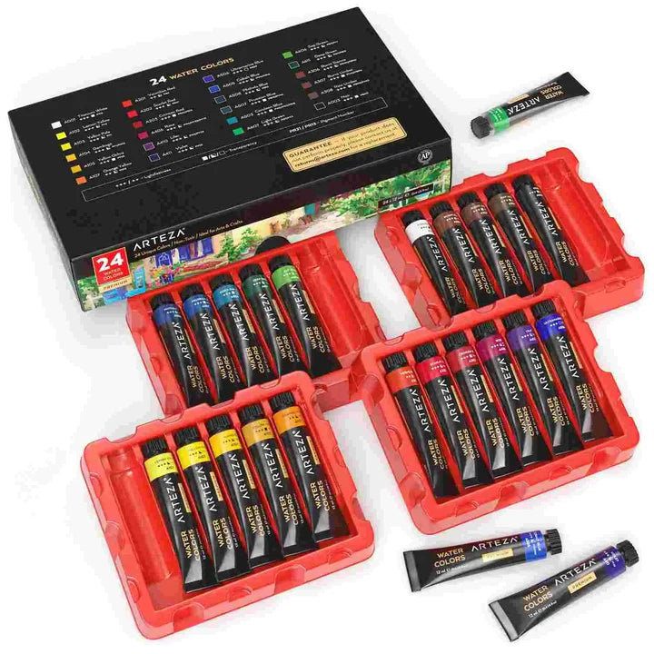 ARTEZA Watercolour Paint Set 12 ml Tubes Set of Vibrant Colours for Artists - Retail Maharaj
