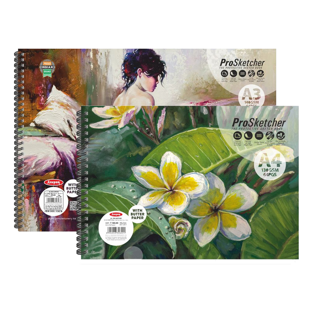 Anupam ProSketcher Cartridge Paper Pad with Butter Paper 140 GSM - Retail Maharaj