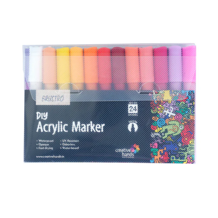 Brustro Acrylic DIY Marker Set of 24 with 2mm Tip - Retail Maharaj