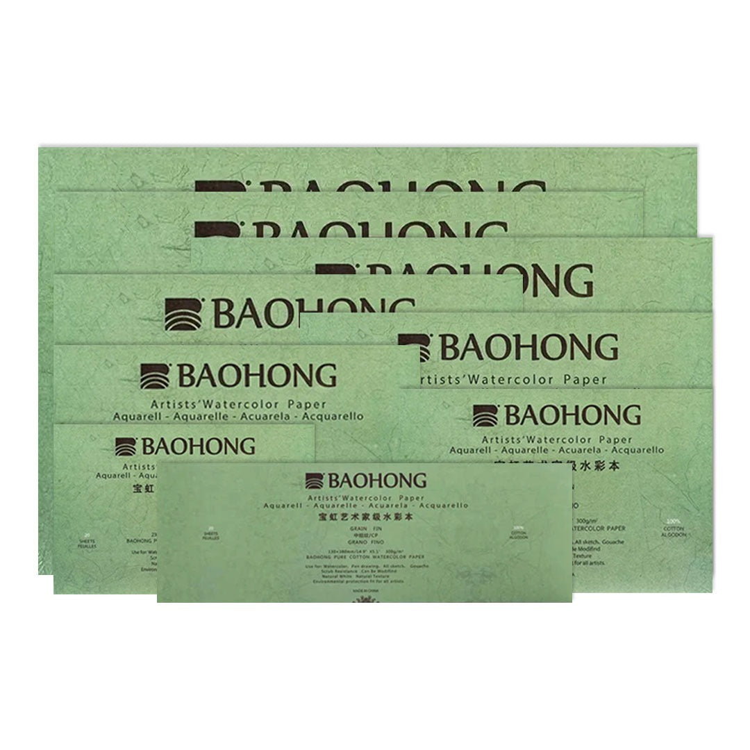 Baohong Artist Cold Pressed Watercolour Paper Block 300 GSM 100 Percent Cotton - Retail Maharaj