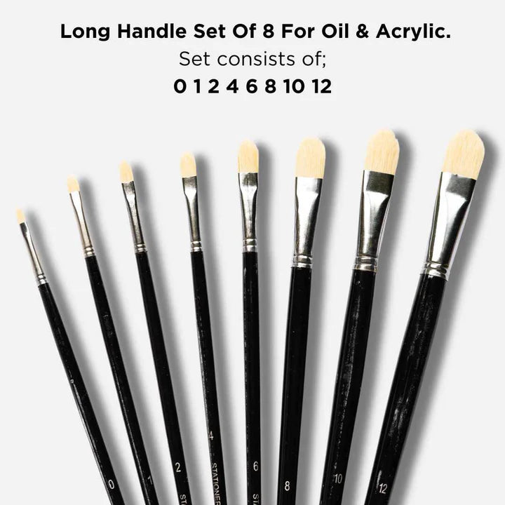 Retail Maharaj Filbert Chungking Hog Brush Set Of 8, Long Handle 11'' - Retail Maharaj
