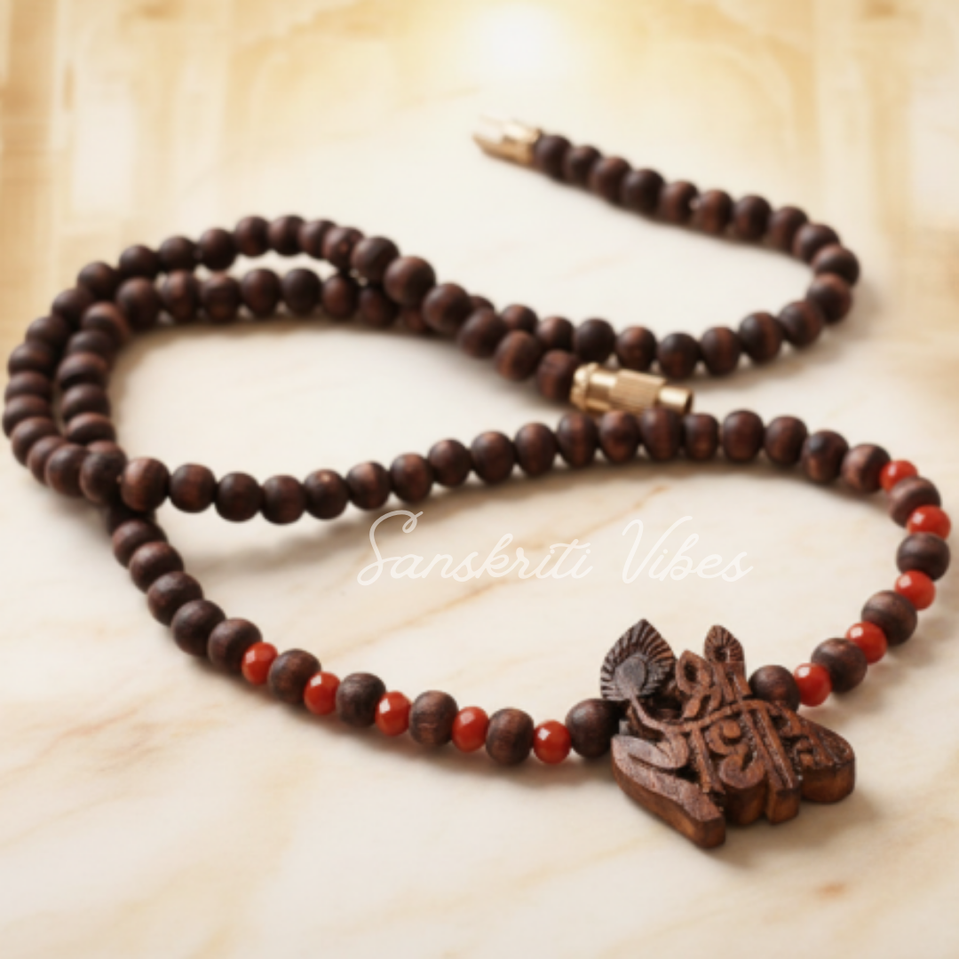 Shri Radha Beautiful Design Tulsi Kanthi Mala | Sacred Tulsi Beads Kantha Necklace for Devotion, Meditation & Spiritual Bliss - Retail Maharaj