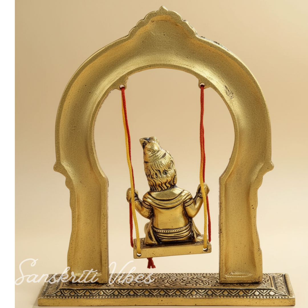 Bal Krishna Jhoola Showpiece for Gifting Metal Handicraft 9 Inches Aluminium Decorative Jhula Idol - Retail Maharaj