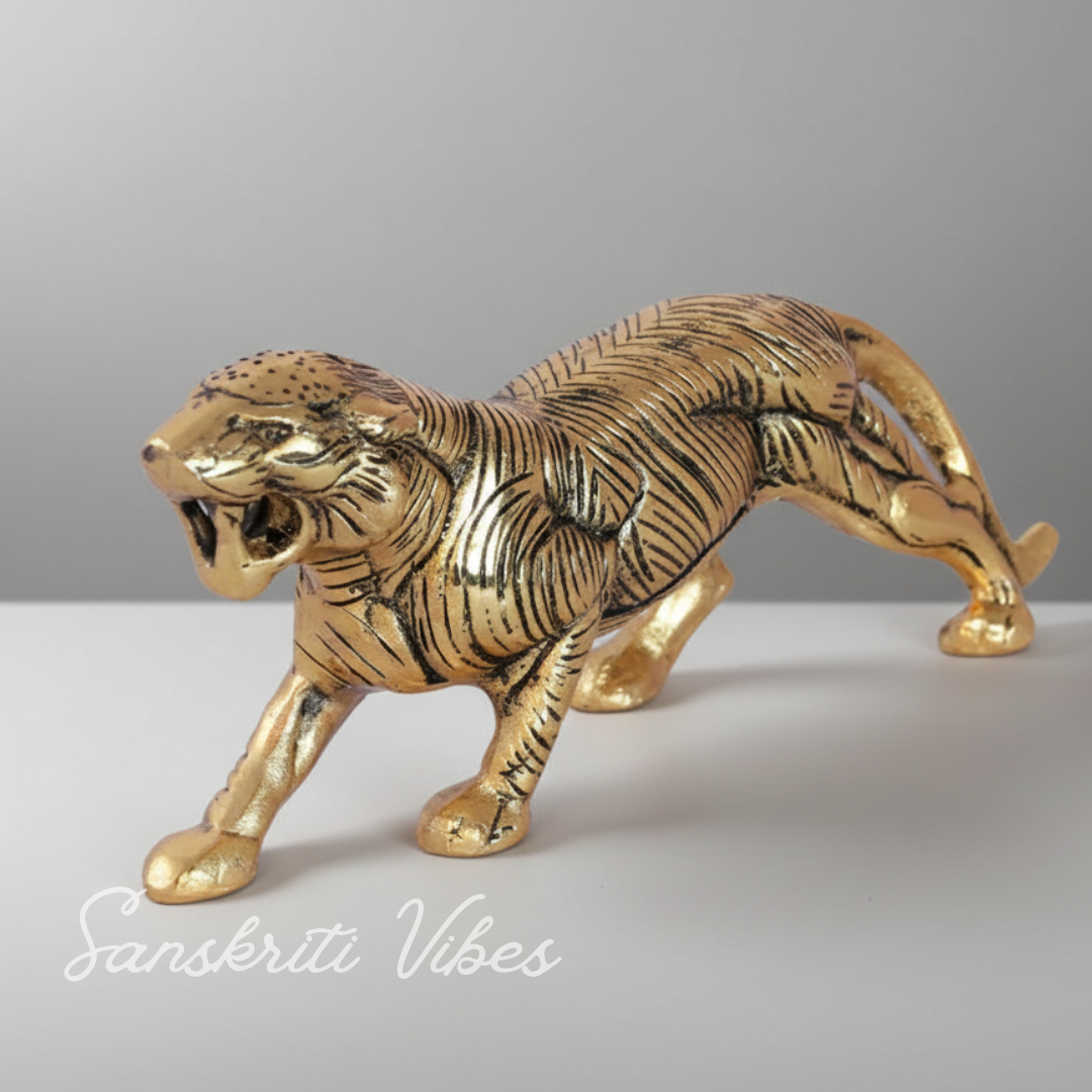 Metal Tiger/Lion Statue Decorative Showpiece for Table and Car Dashboard - Retail Maharaj