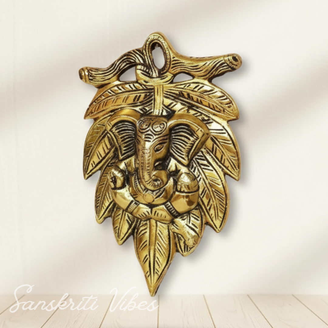 Metal Handicraft Peepal Patta Ganesha For Wall Hanging Rooms Aluminium Decorative Ganesh Wall Art For Home Temple And Gift - Retail Maharaj
