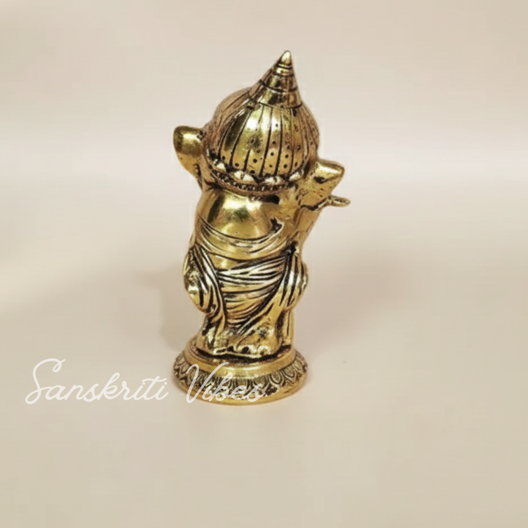 Metal Ganesha Playing Flute Murti Aluminium Ganpati Statue For Home Decor Pooja Room And Gifting - Retail Maharaj