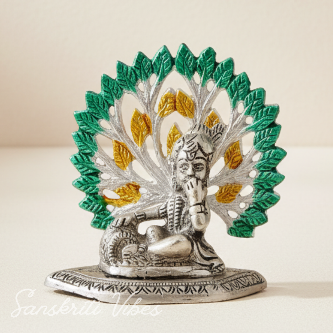 Golden Metal Kalpavriksha Tree with Matki Krishna Idol | Silver-Plated Decorative Religious Showpiece for Home & Puja Room - Retail Maharaj