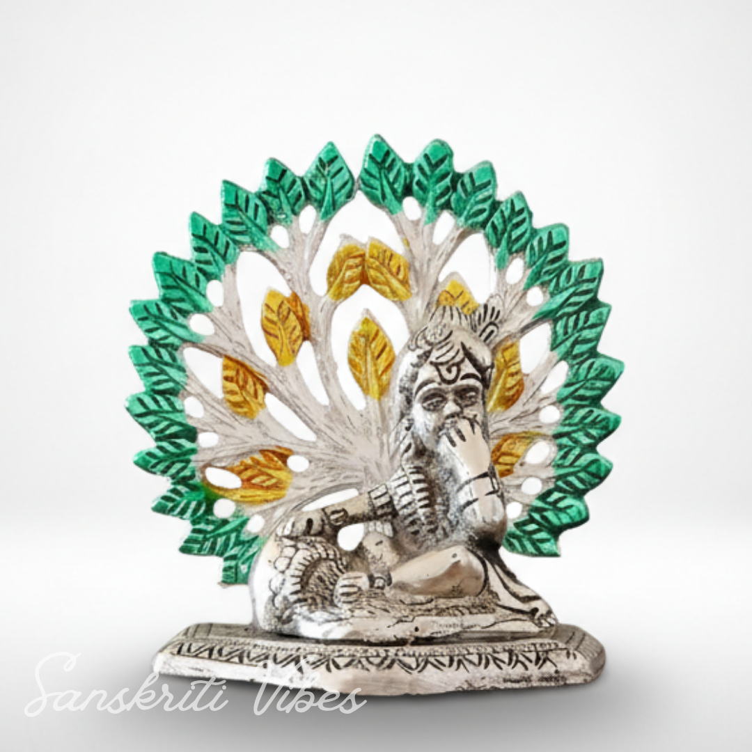 Golden Metal Kalpavriksha Tree with Matki Krishna Idol | Silver-Plated Decorative Religious Showpiece for Home & Puja Room - Retail Maharaj