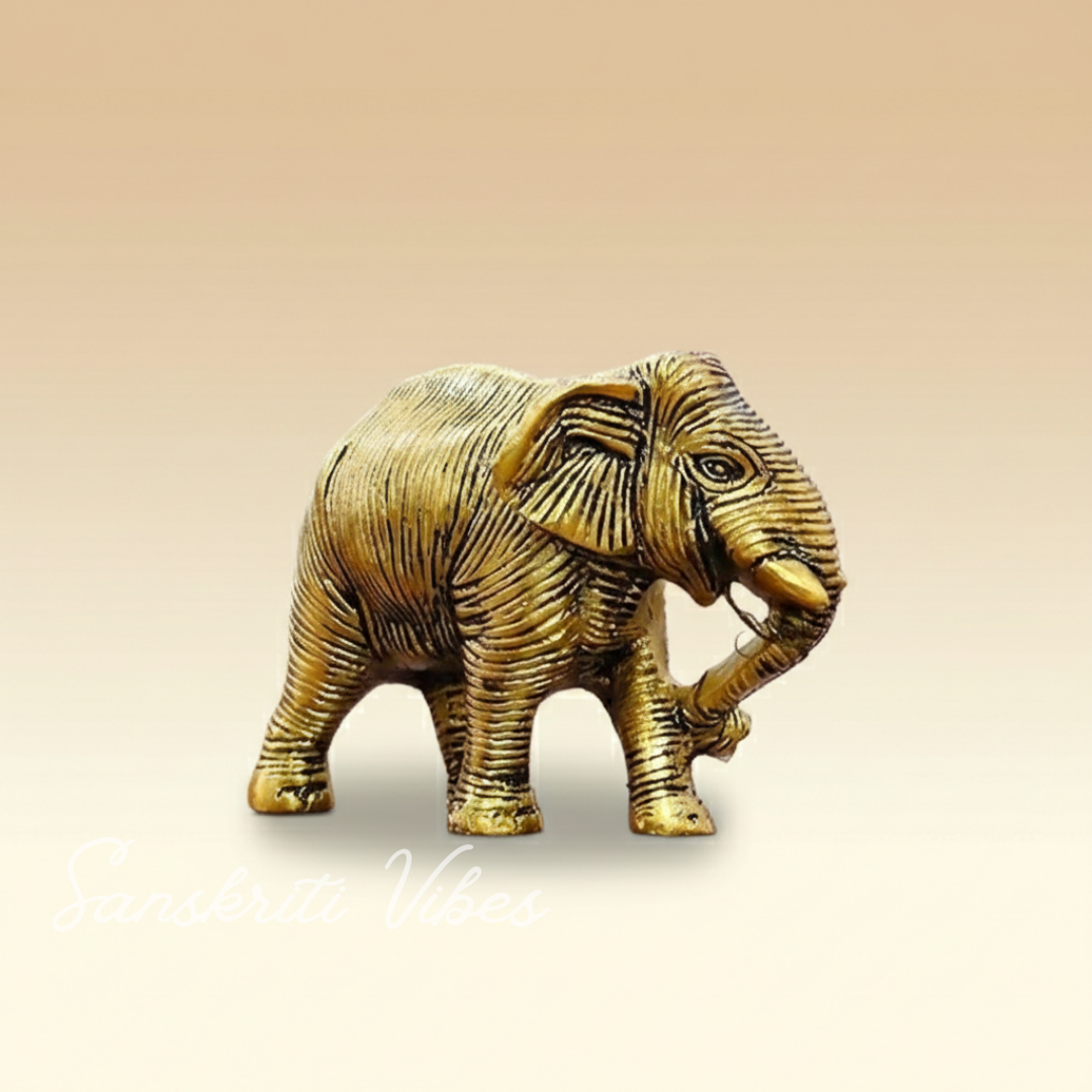 African Elephants Metal Handcrafted Gold Toned Antique Finish Decorative Showpiece Figurine for Home Décor - Retail Maharaj